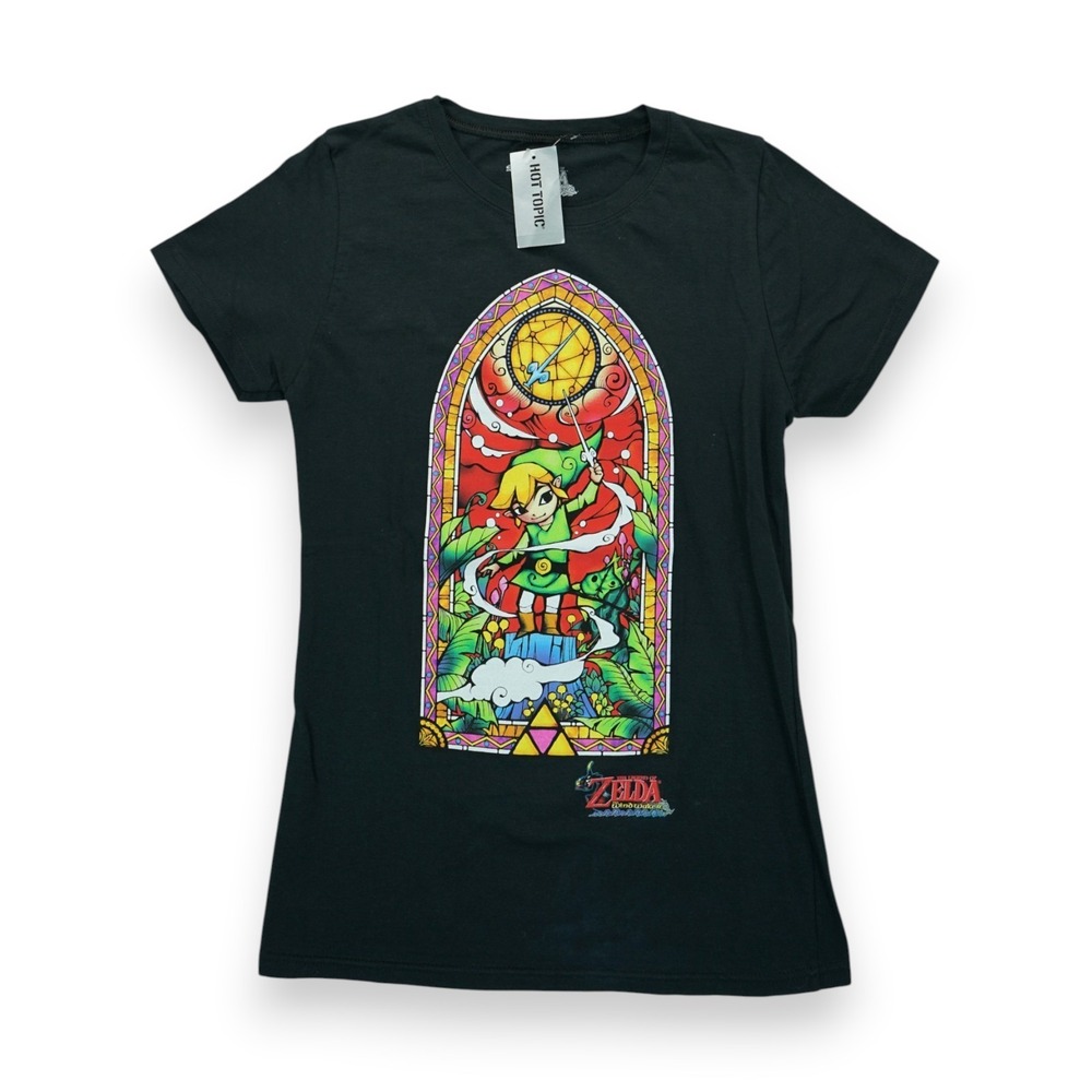 NWT The Legend of Zelda Windwaker Link Glass Window Black T-Shirt Size‎ XL Young